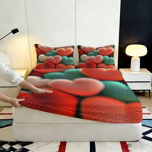 Drap housse 3D cœur lavable pour sublimer votre chambre