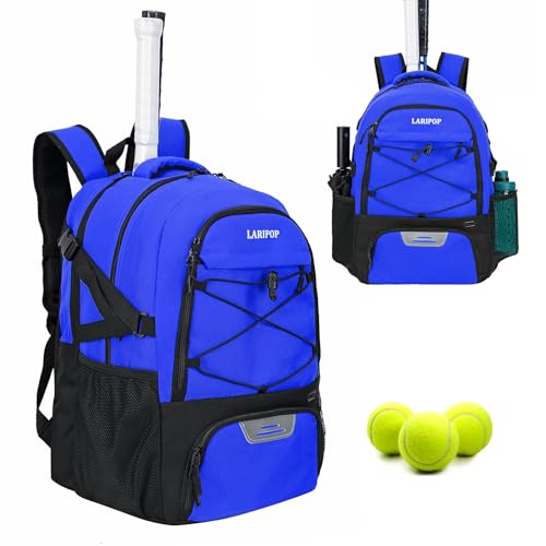LARIPOP Tennis Bag Tennis Backpack for Women and Men 2 Rackets with Separate Shoe Compartment for Pickleball Tennis Badminton Rackets