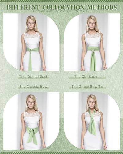 Image of Glitopper Women Chiffon Sash Belt Dress Sash Waist Bridal Wedding Belt 50s Accessories 3'' Wide