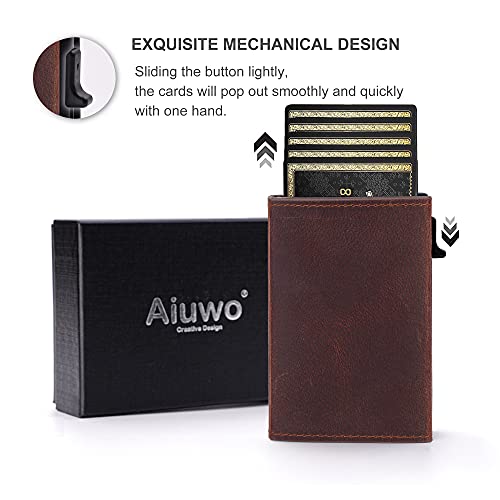 Image of AirTag Wallet for Mens Wallet,Card Holder for AirTag,Smart,RFID Blocking,Slim Wallet for Front Pocket-8-12 Card Capacity (Genuine leather, Brown)