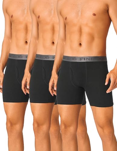 Image of FINETOO Mens Underwear Cotton Boxer Briefs Soft Breathable Boxers Moisture-Wicking Shorts Clothing Underwear for Men Pack 3