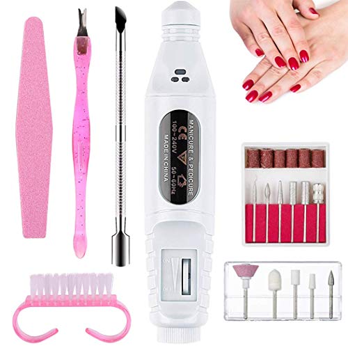 Bageek USB lima electrica uñas torno para uñas profesional pedicura electrico pulidora uñas exfoliante de uñas esmerilado pulido herramienta de eliminación de acrílico