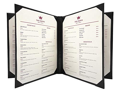 Black, 5-Pack, Restaurant Menu Covers - 8.5