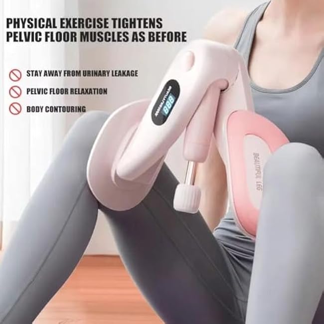 2025 Upgraded Inner Thigh Exerciser,LED Display 360¡ã Pelvic Floor Muscle Trainer,Hip Trainer Kegal Exerciser,Adjustable Resistance,Hip Trainer for Workout Postpartum Training Glutes Booty Arms Back