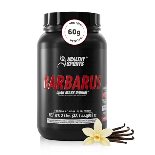 Protein Powder for Muscle Gain – 60g Protein, 1100mg Creatine, BCAAs, Amino Acid Blend & Glutamine – 3 Scoops (150g) per Serving – Vanilla Flavor, 900g–High Calorie Mass Gainer – 6 Servings