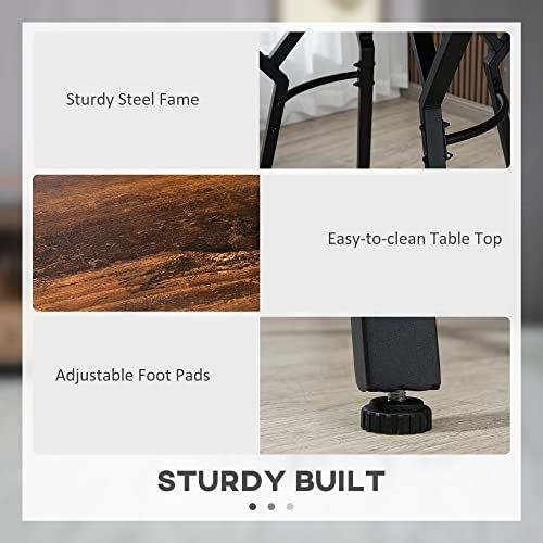 Homcom Industrial 5-Piece Bar Table And Chairs Set, Space Saving Dining Table With 4 Stools For Pub And Kitchen, Black & Brown #TOP5