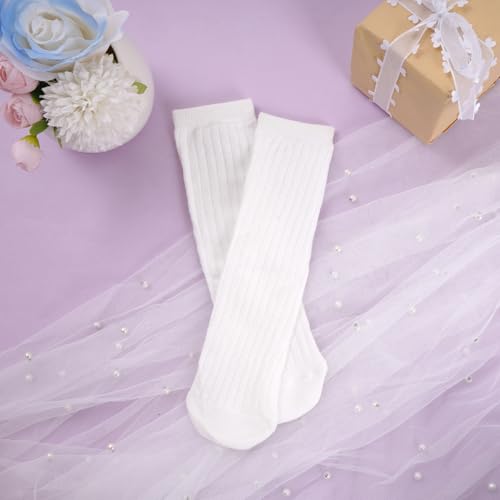2 Pair Kids Toddler Knee High Socks White School Uniform Socks for Toddler Girls3