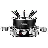 Electric Fondue Pot Set for Chocolate, 1300W Cheese Fondue Set with Multiple Fondue Pots with Adjustable Temperature, 8 Color-Code Fondue Forks, Serve 8 Persons (with 6 plate)