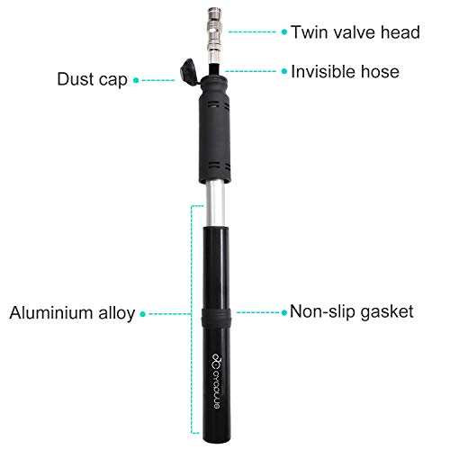 CYCPLUS Mini Portable Bike Tire Pump Bicycle Fram Mount Pump Fits Presta & Schrader Valve 120 PSI High Pressure for Road Mountain and BMX Bikes Includes Mount Kit A30 Black - Thumbnail 4