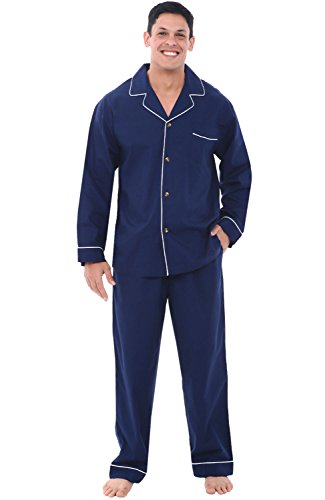 Alexander Del Rossa Men's Lightweight Button Down Pajama Set, Long Cotton Pjs, 3XL