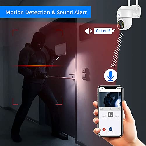 Hiseeu 2K 3Mp Ptz Security Camera Outdoor,Wifi Camera, Auto Tracking&Light Alarm Floodlight & Color Night Vision,360° View,Two-Way Audio, Motion Detection,Compatible Wireless Camera System #TOP3