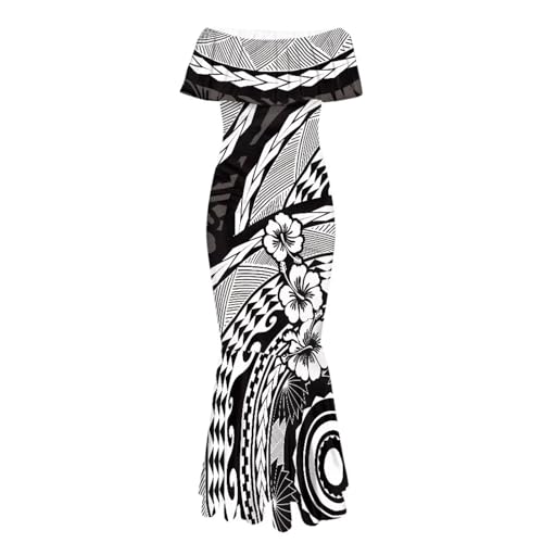 Image of Polynesian Dresses for Women Off Shoulder Maxi Dress Puletasi Samoan Dresses S-7XL