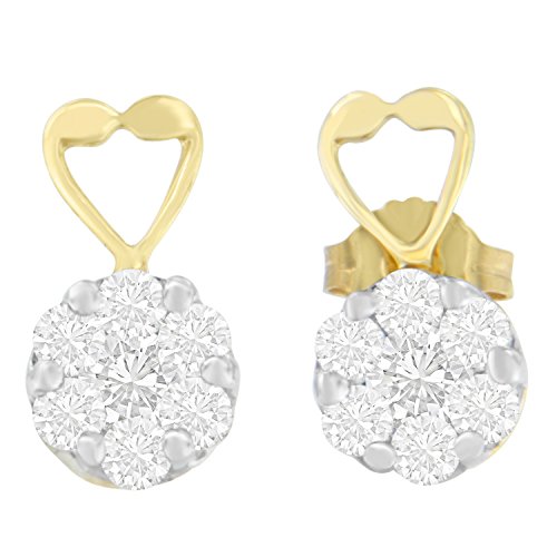 14K Yellow Gold 1 cttw Round Cut Diamond Earrings (I-J, SI2-I1)