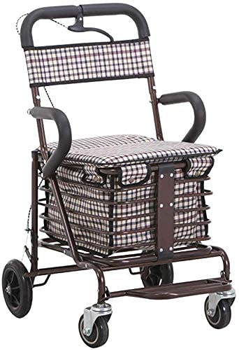 SENWEI Multifunktions-Einkaufstrolley, Küchenaufbewahrung, Mehrzweckwagen mit Sitz, alter Mann, Einkaufswagen…