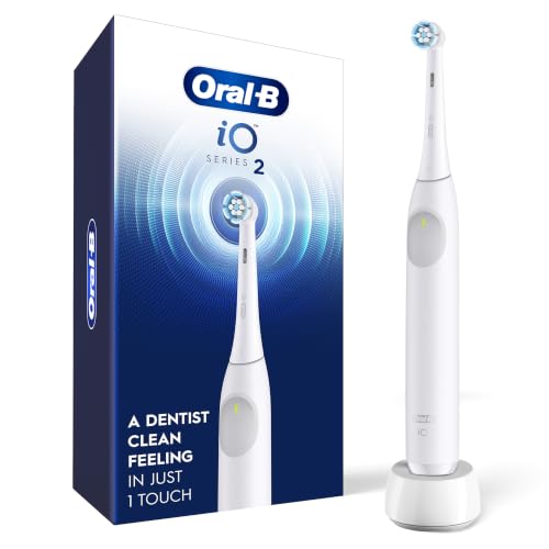 Image of Oral-B iO Series 2 Rechargeable Electric Powered Toothbrush, Pure White with 1 Gentle Care Brush Head - Automatic Pressure Sensor to Protect Gums - 3 Modes - 2 Min Timer