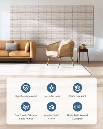 Pacote com 12 painéis de parede à prova de som, painel de absorção de som autoadesivo Kuchoow painéi