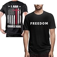 Charlie Kirk Freedom Shirt Men Tshirt I Am Charlie Kirk Crew Neck Short Sleeve T-Shirt XL P100 Black
