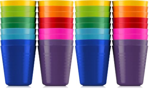 PLASKIDY Kids Cups - Set of 18 Plastic Toddler Drinking Cups, 8 Ounce Tumblers in 9 Assorted Colors - Reusable, Dishwasher Safe, BPA Free for Kids and Toddlers, Image 1 PLASKIDY Kids Cups - Set of 18 Plastic Toddler Drinking Cups, 8 Ounce Tumblers in 9 Assorted Colors - Reusable, Dishwasher Safe, BPA Free for Kids and Toddlers, Image 1