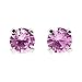 Tiny Birthstone Gemstone Post Stud Earrings in Sterling Silver | Multiple Color Choices & Sizes | Birthday Earrings for Women (3mm, October | Pink Tourmaline)