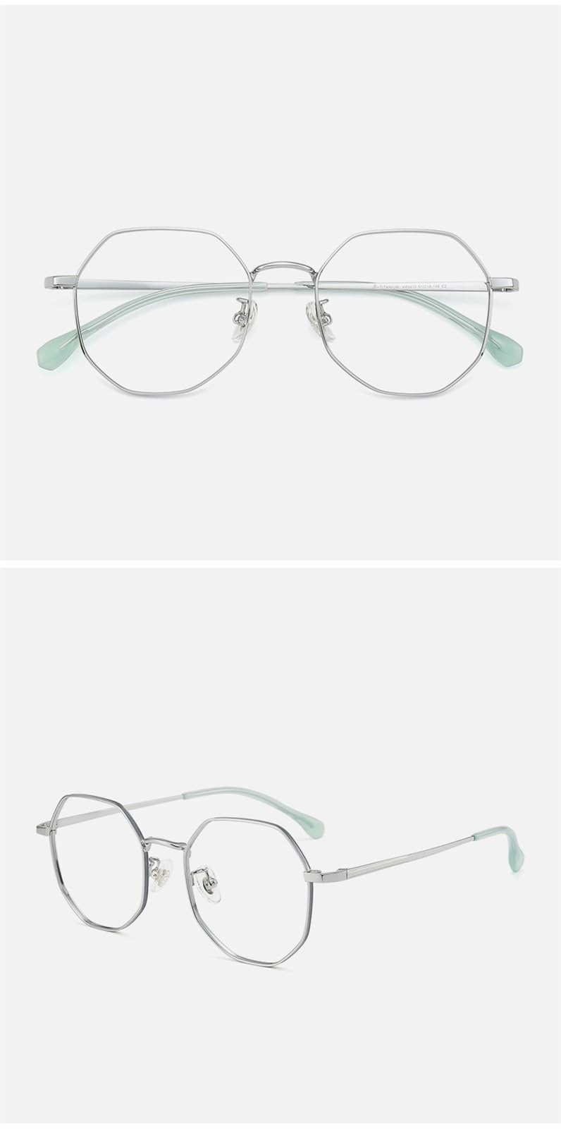 Montura óptica femenina Gafas ópticas poligonales de titanio semibrillante for mujer con montura grande
