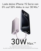 Anker Nano Powerbank,10.000mAh Powerbank mit eingebautem USB-C Kabel, PD 30W Höchstleistung mit 1x USB-C, 1x USB-A, kompatibel mit iPhone 17/16/15 Serie, MacBook, Galaxy, iPad, AirPods und mehr – Ansicht 2