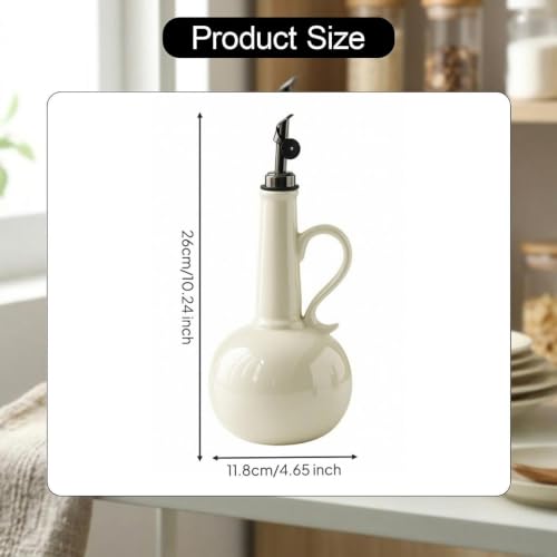 Botella dispensadora de aceite antigoteo de cerámica beige para una cocina limpia 3