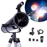 Telescope, 700mm/76mm Astronomical Telescope with Tripod, Wire Shutter, Phone Adapter to View Moon,