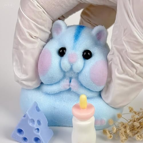handmade taba squishy hamster toy cute squishy hamster fidget toy realistic hamster toy soft silicone mochi furry toy stress relief gift for adults amp kids sensory anxiety plushie blue
