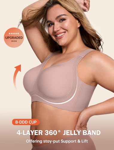 Image of LetsJoli Bras for Women Supportive Wireless Push Up Bra Full Coverage No Underwire Seamless Plus Size for Older Women