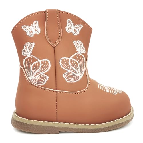 Baby Cowboy Cowgirl Boots Infant Boys Girls Western Booties Round Toe Riding Mid Calf Boots for All Seasons for 6 9 12 15 18 24 Months3
