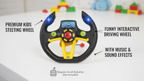 Image of Kids Driving Steering Wheel Funny Interactive Driving Wheel with Music (Black)