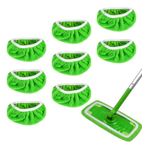 leruiyezs 8 Chiffons Réutilisables Microfibre pour Serpillière Sol, Lingettes Compatibles Swiffer Balai et Mop, Nettoyage Sec et Humide, 25,4x11,5 cm pour...