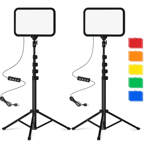Sporzin 2 Panneau LED Eclairage LED Lumiere Photo avec Trépied Réglable, Éclairage Video 3000K–6500K pour Streaming Youtube et Enregistrement Vidéo Dimmable