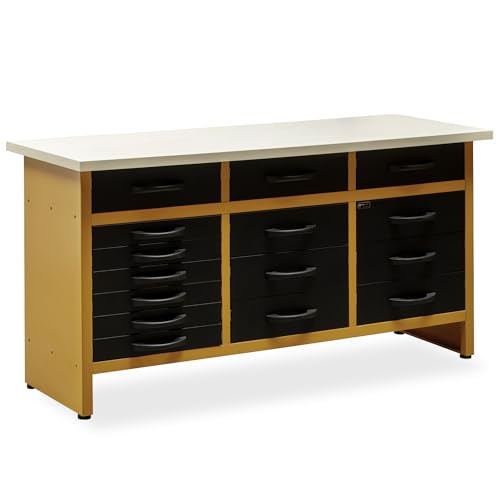 METALLMOBELL - Etabli Atelier Garage | 160x60x84cm, avec Tiroirs | Table de Travail Bricolage,...