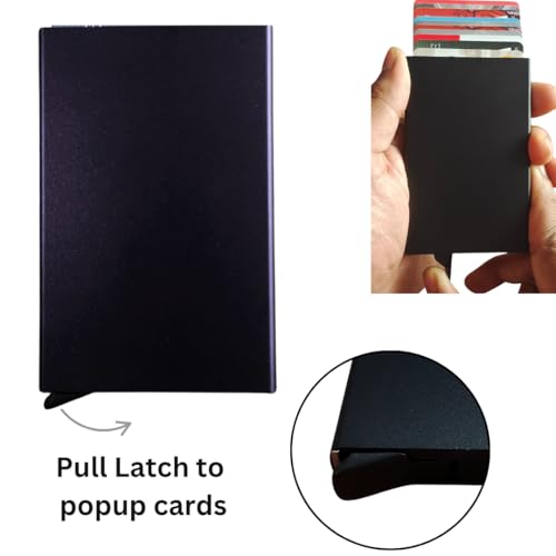 Image of Bracevor 10 Slot popup Aluminium Metal Card Holder Wallet | RFID Blocking | for Men & Women | Credit & Debit Cards - Black