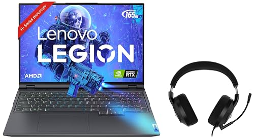 Image of Lenovo Legion 5 Pro AMD Ryzen 7 5800H 16 inch (40.64cm) QHD IPS 165Hz 500Nits Gaming Laptop (32GB /1TB SSD /Win 11 /Office 2021 /NVIDIA RTX 3070 8GB /Storm Grey /2.45Kg), 82JQ011EIN + H200 Gaming Headset