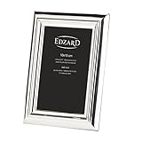 EDZARD Bilderrahmen Florenz für Foto 10 x 15 cm, edel versilbert, anlaufgeschützt, mit Samtrücken, inkl. 2 Aufhängern, Fotorahmen zum Stellen und Hängen