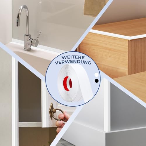 SDLDEER Weichsockelleiste Selbstklebend 6cmx7m Kantenschutz Selbstklebend Leisten, Flexible PVC Weichsockelleiste für Türen, Fenster, Wände, Küche, Fliesen (Weiß)