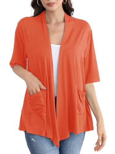 Image of ADANIKI Women 2026 Summer Lightweight Cardigan, Short Sleeve Open Front Casual Trendy Womens Kimono Cover Up with Pocket