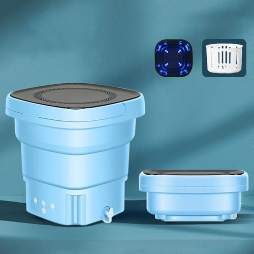 バケツ洗濯機、下着洗濯機、ミニ洗濯洗濯機、携帯洗濯機、折りたたみ式洗濯機と乾燥機の組み合わせ、下着、靴下、小さな衣類の洗濯用、寝室や寮に適しています(Blue)