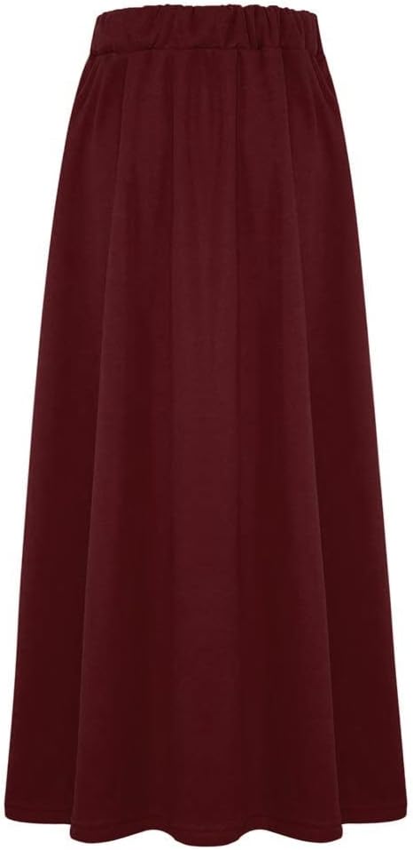 IDEALSANXUN Fleece Lined Long Skirts for Womens Elastic Waist Aline Warm Winter Skirts with Pockets - Image 2