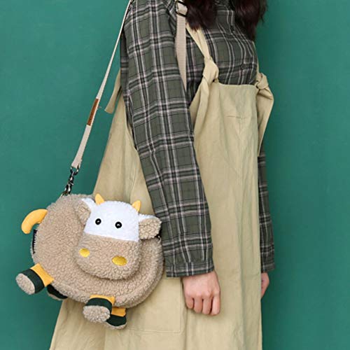 KESYOO Bolsas Crossbody Bolsa de Lona de Pelúcia Em Forma de Vaca Bolsa de Ombro Casual Bolsas Hobo