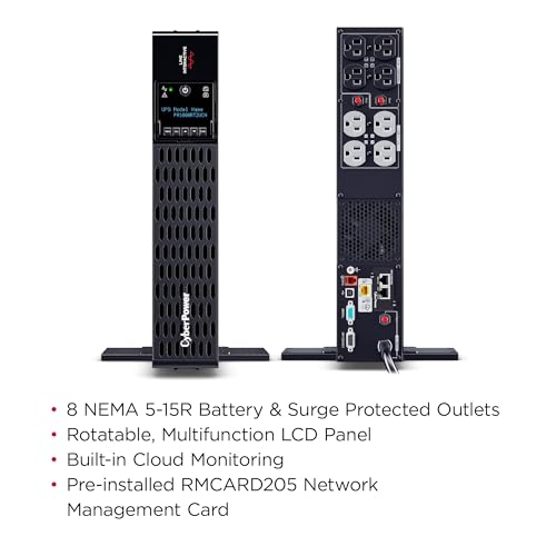 Image of CyberPower PR1000RT2UCN Smart App Sinewave UPS Battery Backup and Surge Protector, 1000VA /1000W, 8 Outlets, 2U Rack /Tower, AVR, Pre-Installed RMCARD205, Built-in cloud monitoring, UL Certified