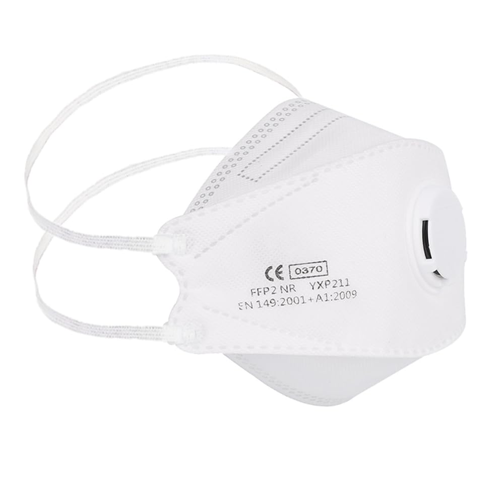 FFP2 Maske mit Ventil, Fischform 10 Stück Masken großer Kopf, Versand aus Deutschland, Staubmaske Feinstaubmaske Staubschutzmaske Atemschutzmaske mit Ausatemventil, Kopfband