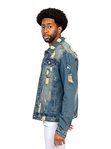 Image of VICTORIOUS Men's Distressed Denim Jacket