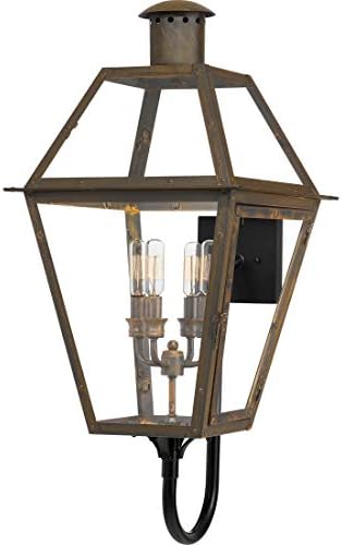 Quoizel Rue De Royal Charleston Outdoor Wall Lantern, 29.5 Inch 4-Light Industrial Bronze Vintage Wall Sconce, French Country Wall Light, Clear Glass, Outside Lights for Patio, Porch, Garage or Yard