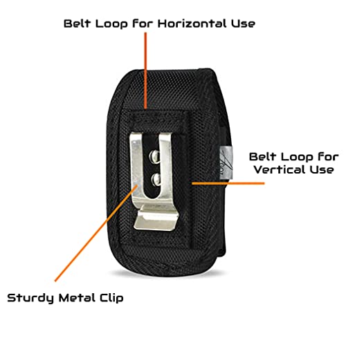 Agoz ZAGPH02AKYDURAXV Rugged Kyocera Duraxv Duraxa E4520, Duraxe E4710, Dura Xtp Belt Clip Case, Tactical Vertical Carrying Canvas Holster Pouch Cover With Belt Loops & Metal Belt Clip Dura Xv Xa,Duraxv Lte Flip Phone thumb #3