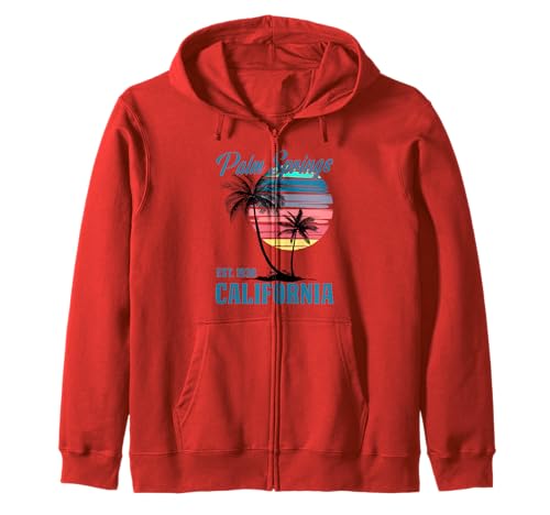 Retro Palm Springs California Beach Vibes Summer Vacation Zip Hoodie