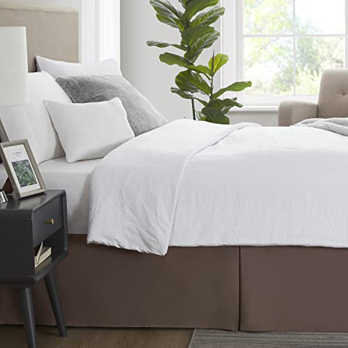 Image of Nestl Dark Brown Full XL Bed Skirt - Full XL Size Bed Skirt 14 Inch Drop - Brushed Microfiber Bed Skirts - Hotel Quality Pleated Bed Skirt - Shrinkage & Fade Resistant