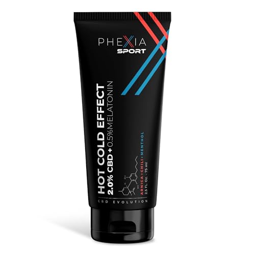 PHEXIA Crema CBD 2% + Melatonina Efecto Calor-Frío 75ml. Cannabis Crema Antiinflamatoria para Dolores Musculares y Articulaciones | Relajante Muscular con Cannabidiol | Recuperación y Alivio Deporte